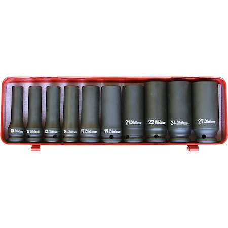Ko-Ken Socket Set 5-19mm 6 Point 10 pieces 1/2 Sq. Drive, 14207M 14207M